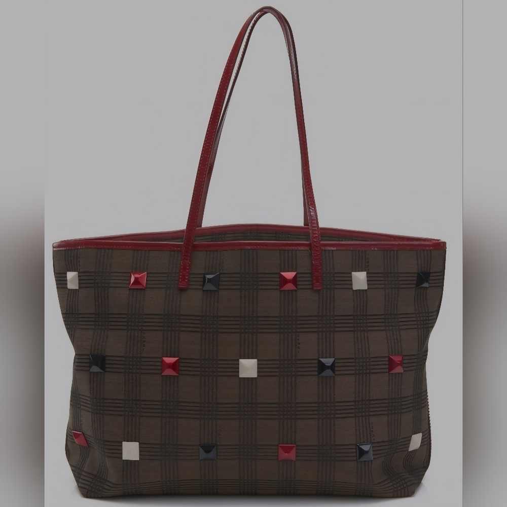 FENDI Printed Canvas Studded Medium Tote Bag Comes With Dustbag